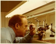 Alex Franckel inspecting sawing process of the 434ct. Rough Diamond "Light of Peace"